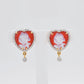 Cameo Flower Heart Stud Earrings