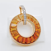 Circle Citrine Diamond Pendant