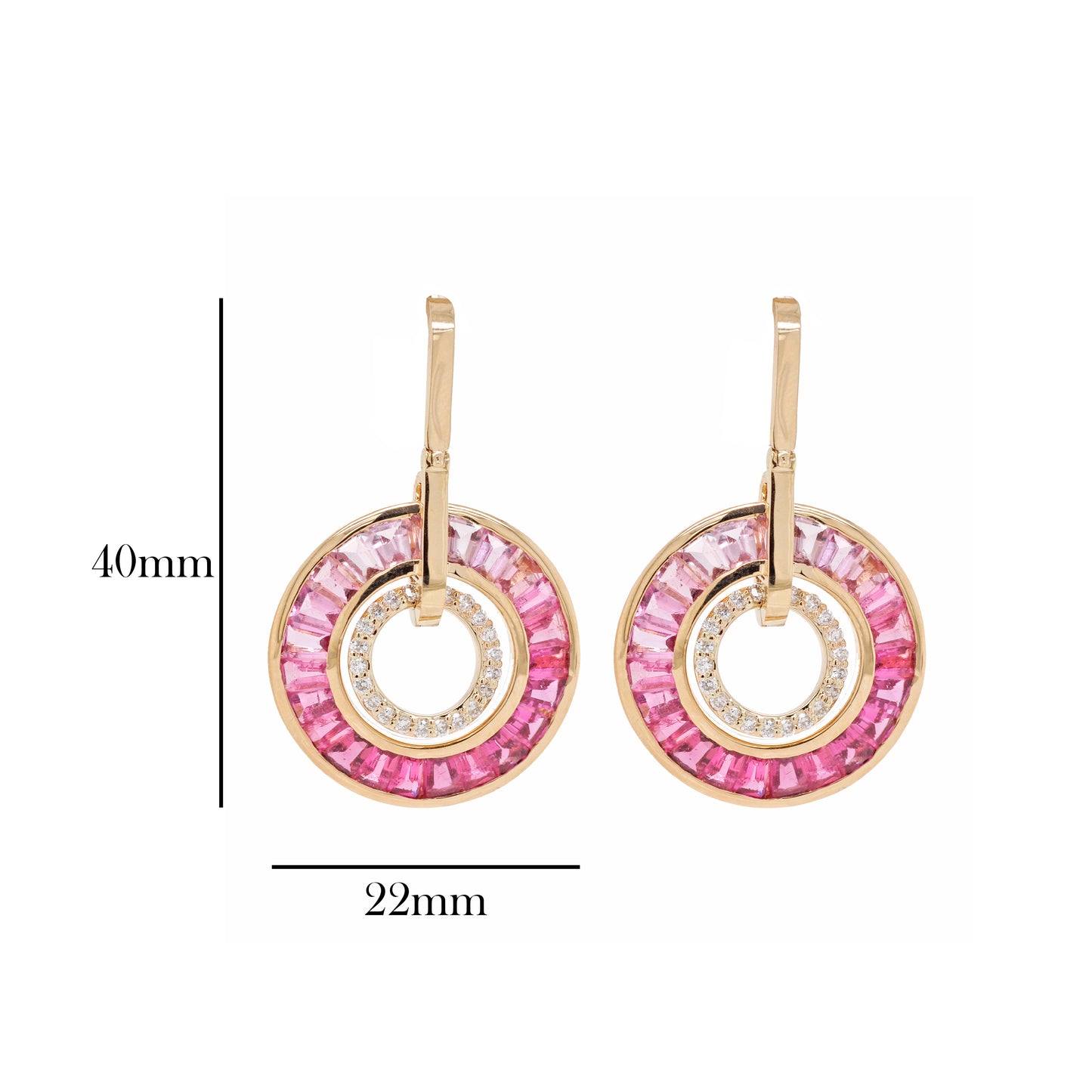 Circle Pink Tourmaline Dangle Earrings