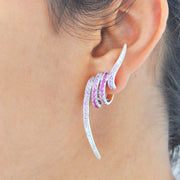 Pink Sapphire Spiral Earrings