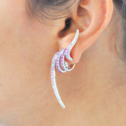Pink Sapphire Spiral Earrings
