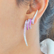 Pink Sapphire Spiral Earrings