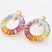 Circle Rainbow Diamond Earrings