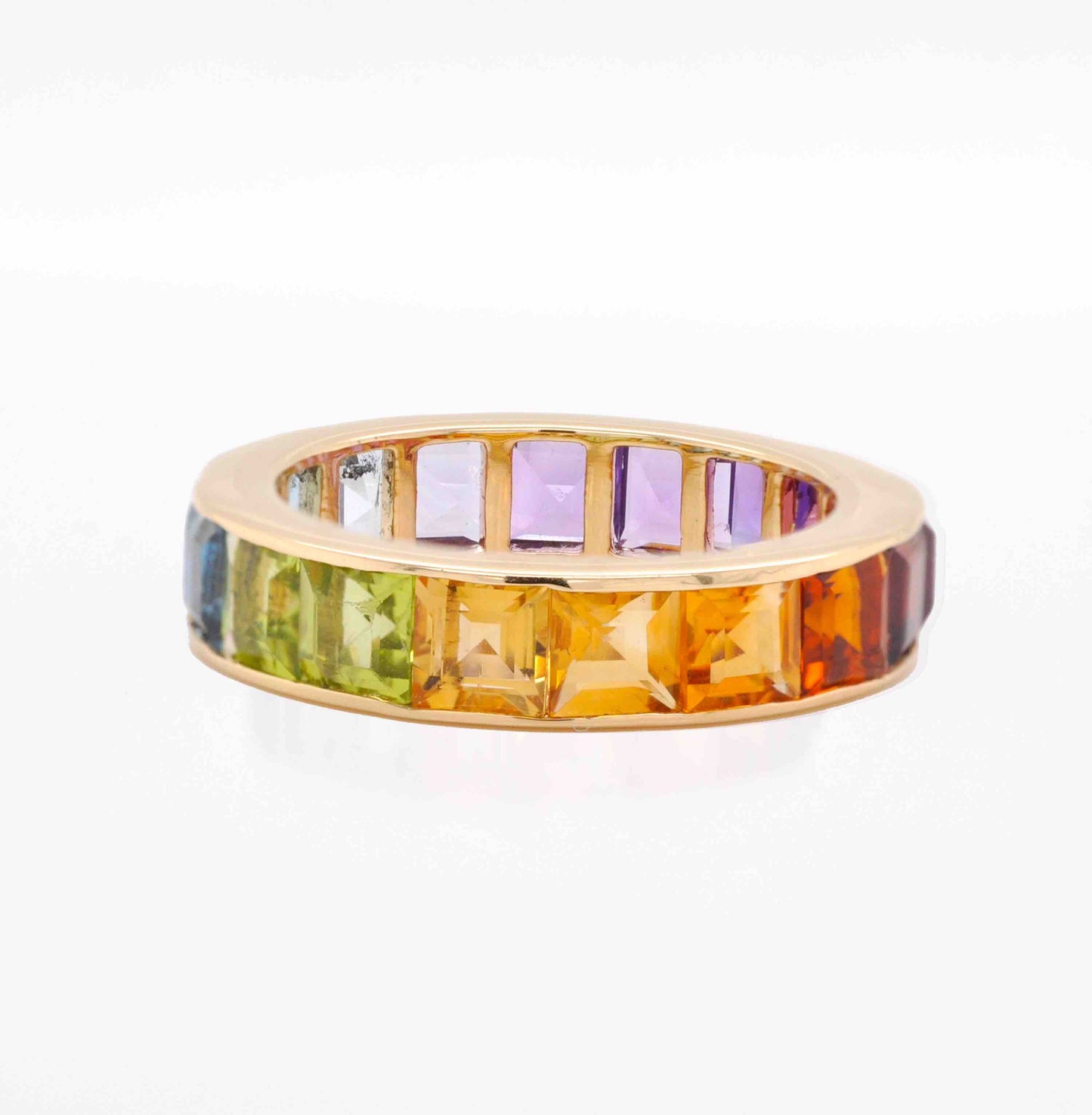 18K Gold Channel-Set Rainbow Gemstones Eternity Band Ring - Vaibhav Dhadda Jewelry