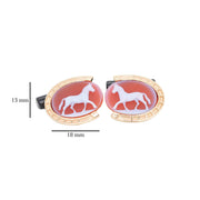 Hand-Carved Red Agate Horse Cameo Cufflinks - Vaibhav Dhadda Jewelry