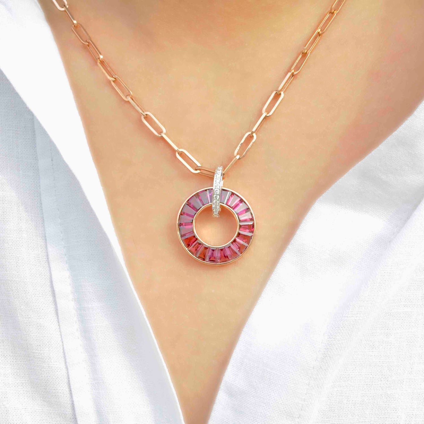 18K Rose Gold Rhodolite Diamond Circle Set