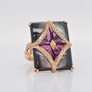 Black MOP & Rhodolite Ring