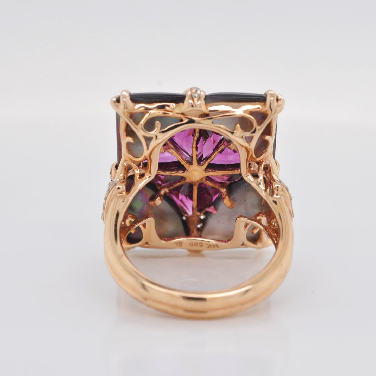 Black MOP & Rhodolite Ring