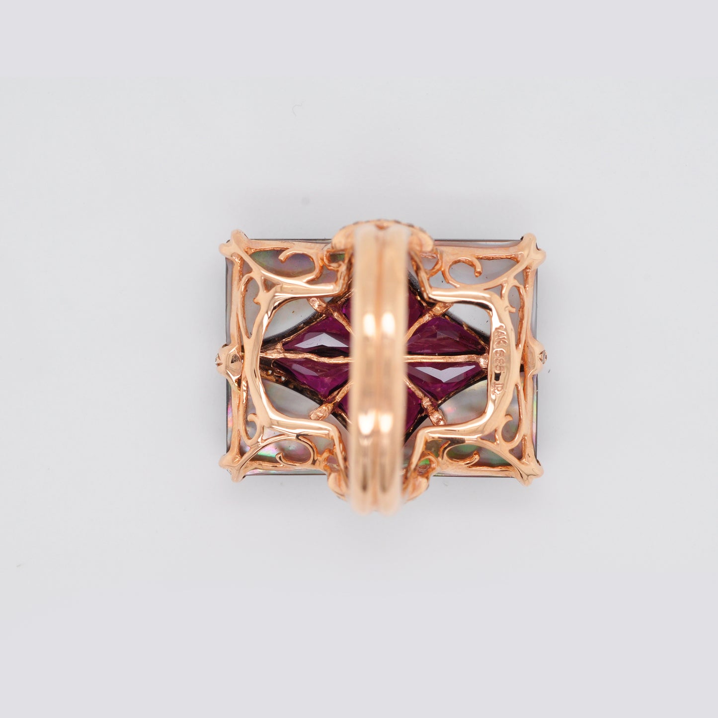 Black MOP & Rhodolite Ring