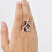 Black MOP & Rhodolite Ring