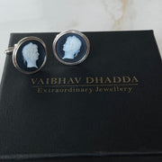 blue cameo cufflinks