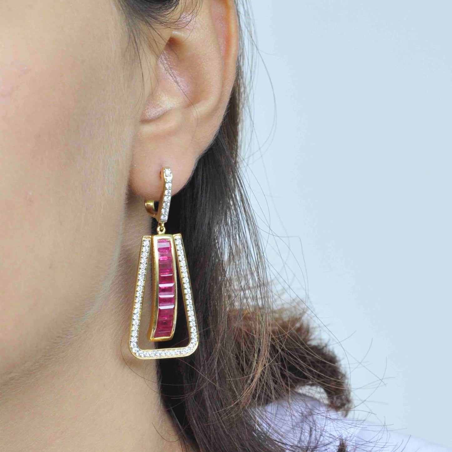 Dangle drop Ruby earrings