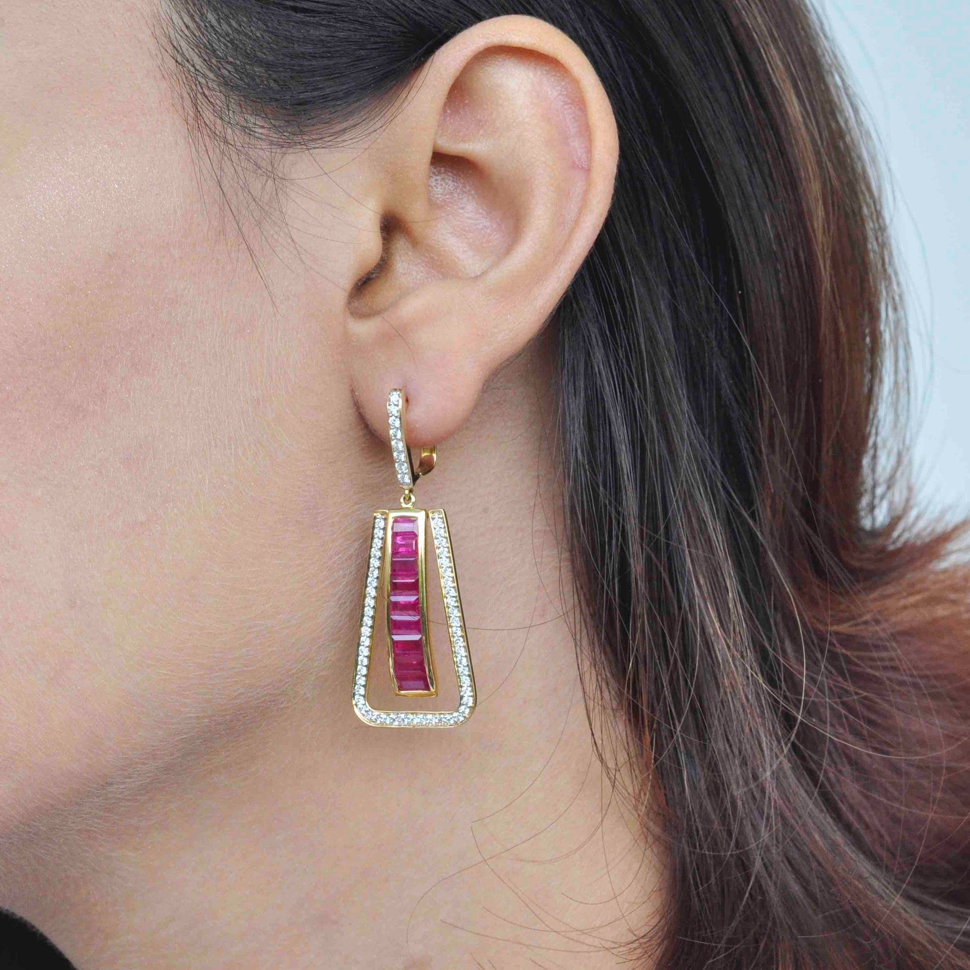 Ruby gemstone dangle earrings