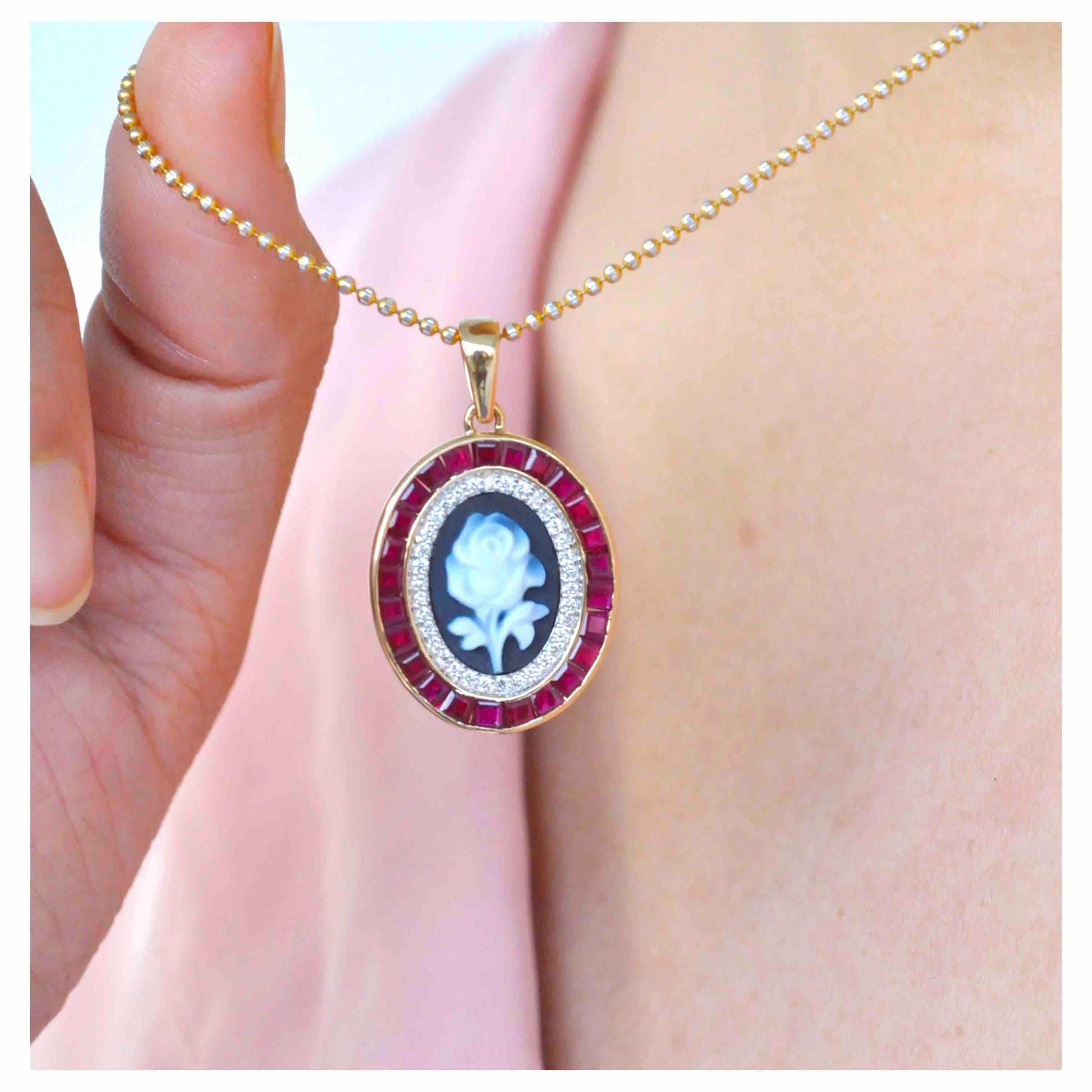 Floral cameo necklace