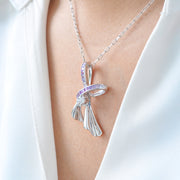Pink Sapphire Bow Diamond Pendant