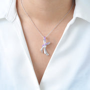 Pink Sapphire Bow Diamond Pendant
