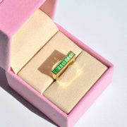 green gemstone ring yellow gold 