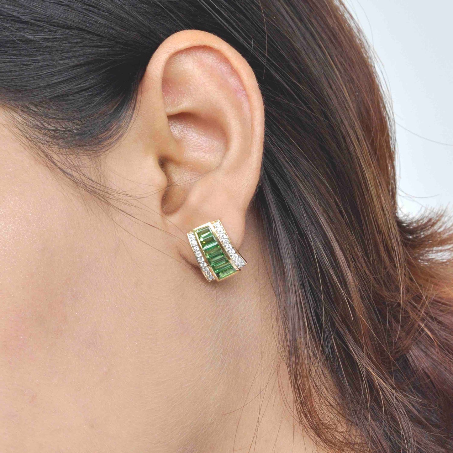 tsavorite earrings 18k gold with diamonds
