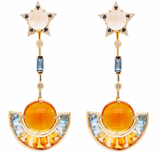 Elegant citrine and topaz dangle earrings