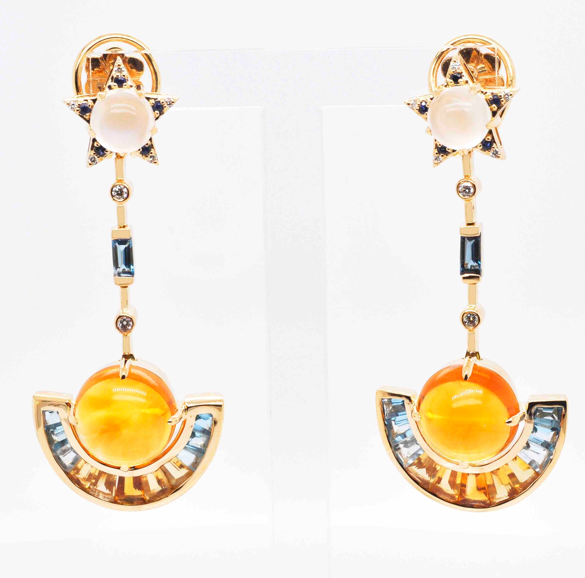 Citrine sapphire earrings