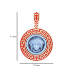 14K Gold Red Enamel Versace Medusa pendant Necklace - Vaibhav Dhadda Jewelry