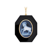 The Pendant is Octagonal and made of black Onyx.