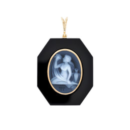 Virgo zodiac onyx pendant with engraved cameo
