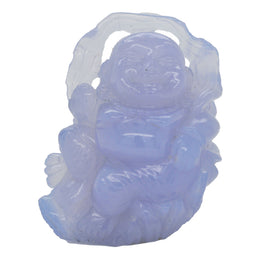 Blue Chalcedony Hand-Carved Buddha Carving