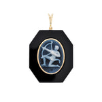 Sagittarius Archer Symbol Engraved on Black Onyx Pendant.