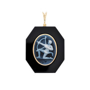 Sagittarius Archer Symbol Engraved on Black Onyx Pendant.