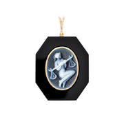 Libra Scales Symbol Elegantly Engraved on Black Onyx Pendant.