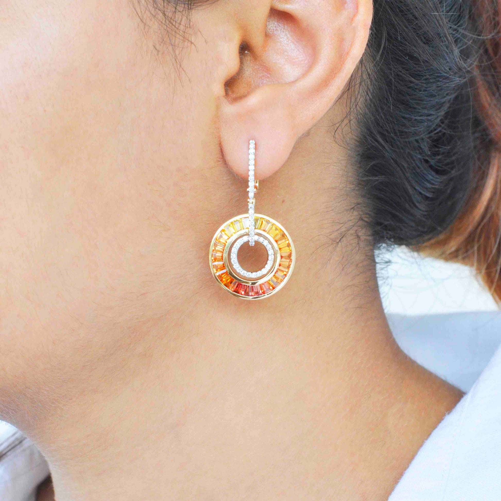 Yellow Sapphire Circle Earrings