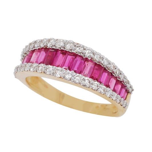 ruby band ring yellow gold