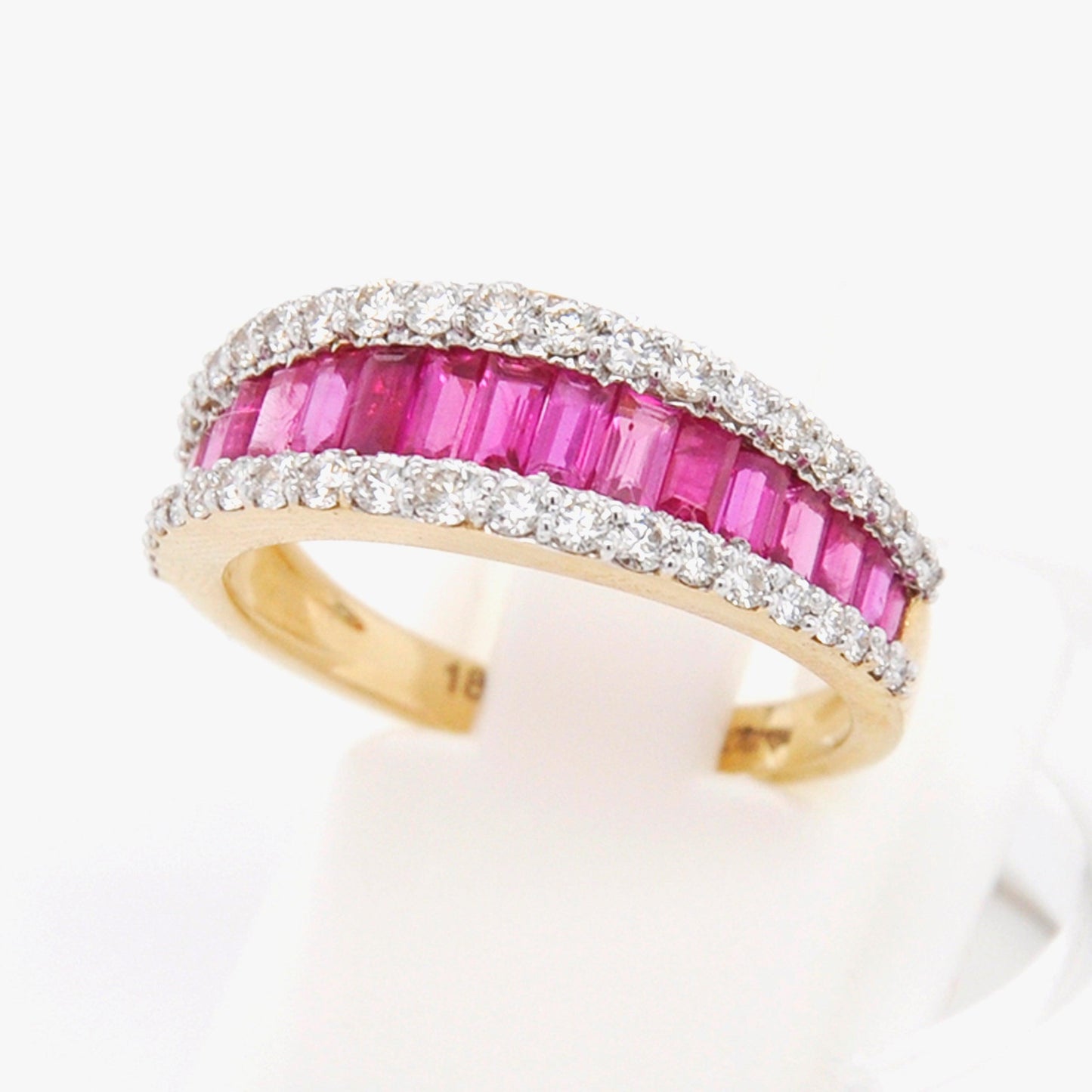 Natural ruby ring with band setting