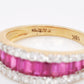 ruby and diamond band ring yellow gold