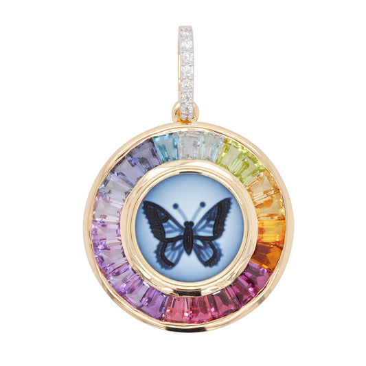 18K Gold Butterfly Rainbow Pendant - Vaibhav Dhadda Jewellery