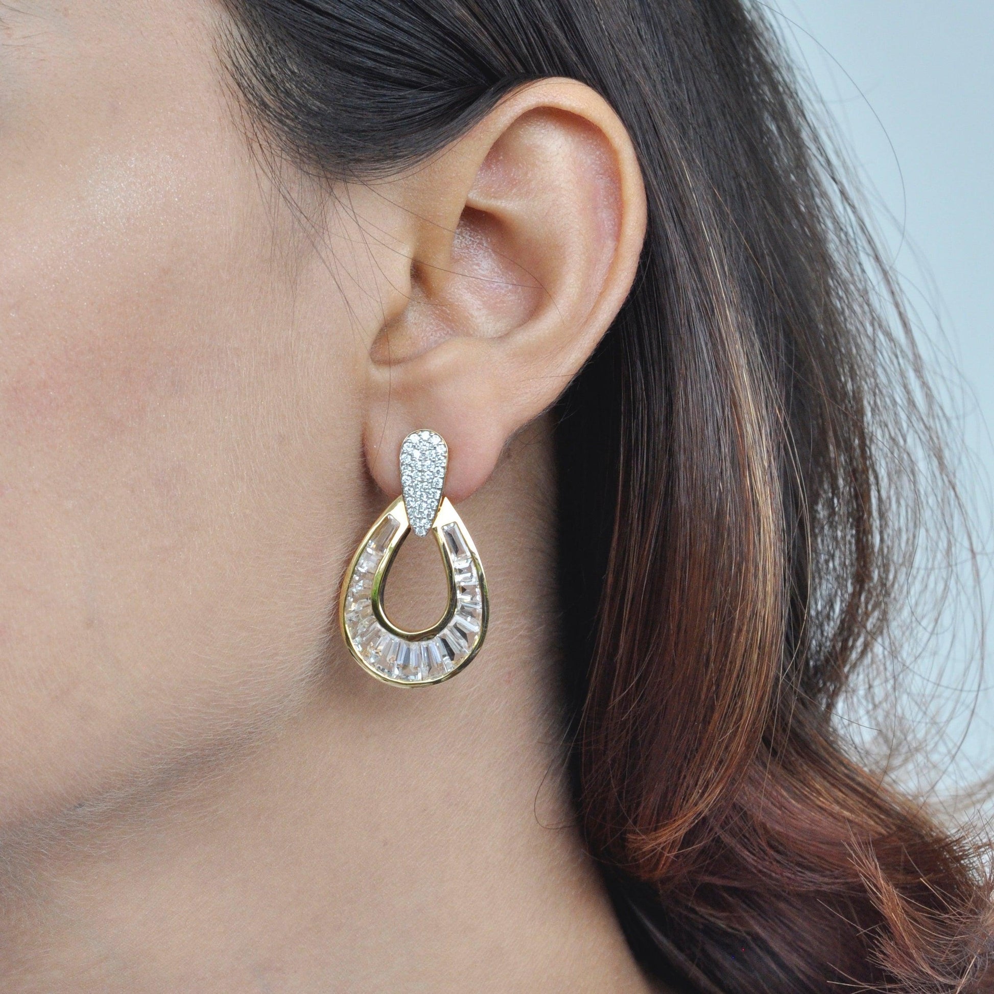 high-quality  diamond earrings with topaz
