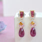 Rubellite citrine tourmaline drop dangle earrings