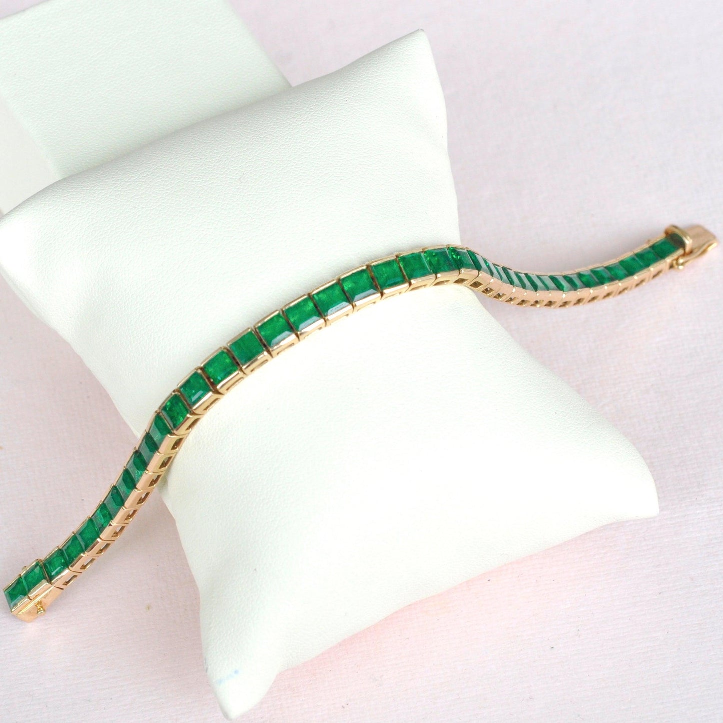 18K Gold Square Brazilian Emerald Tennis Bracelet - Vaibhav Dhadda Jewellery