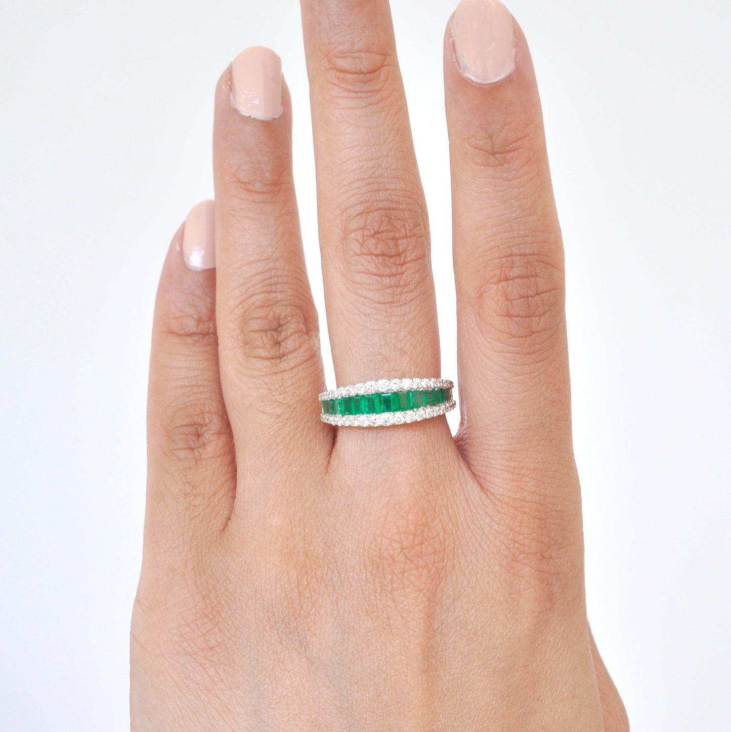 18k gold lab grown emerald cut diamond ring