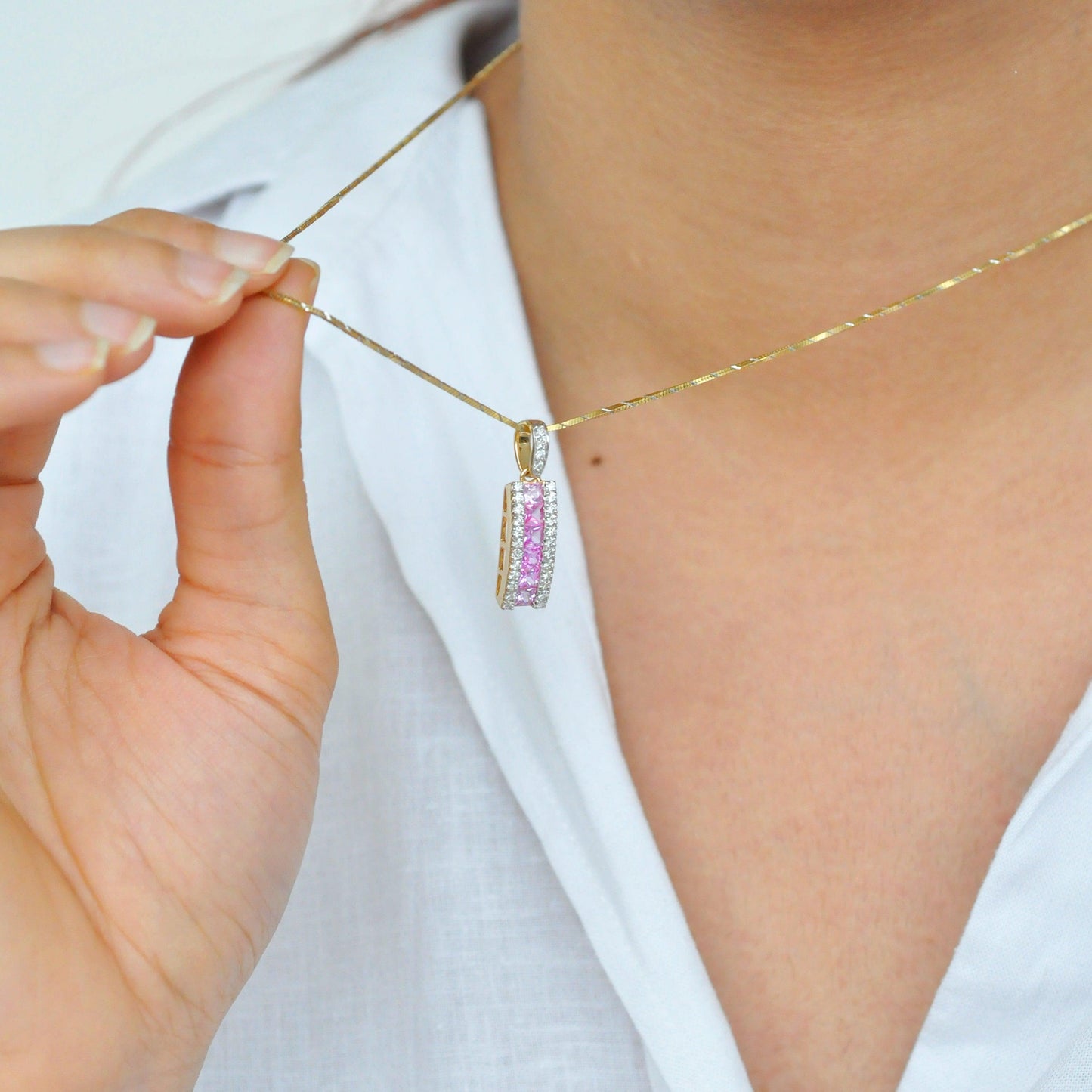 pink sapphire pendant necklace price