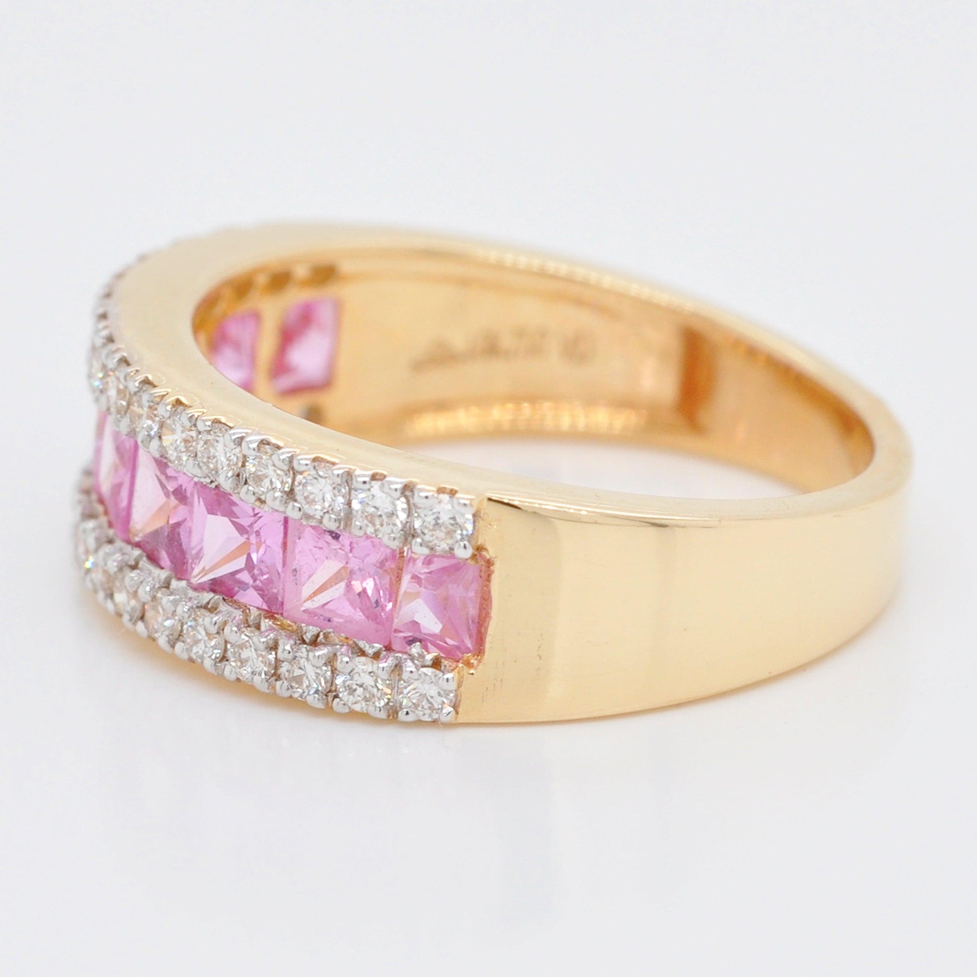 Pink sapphire eternity band ring