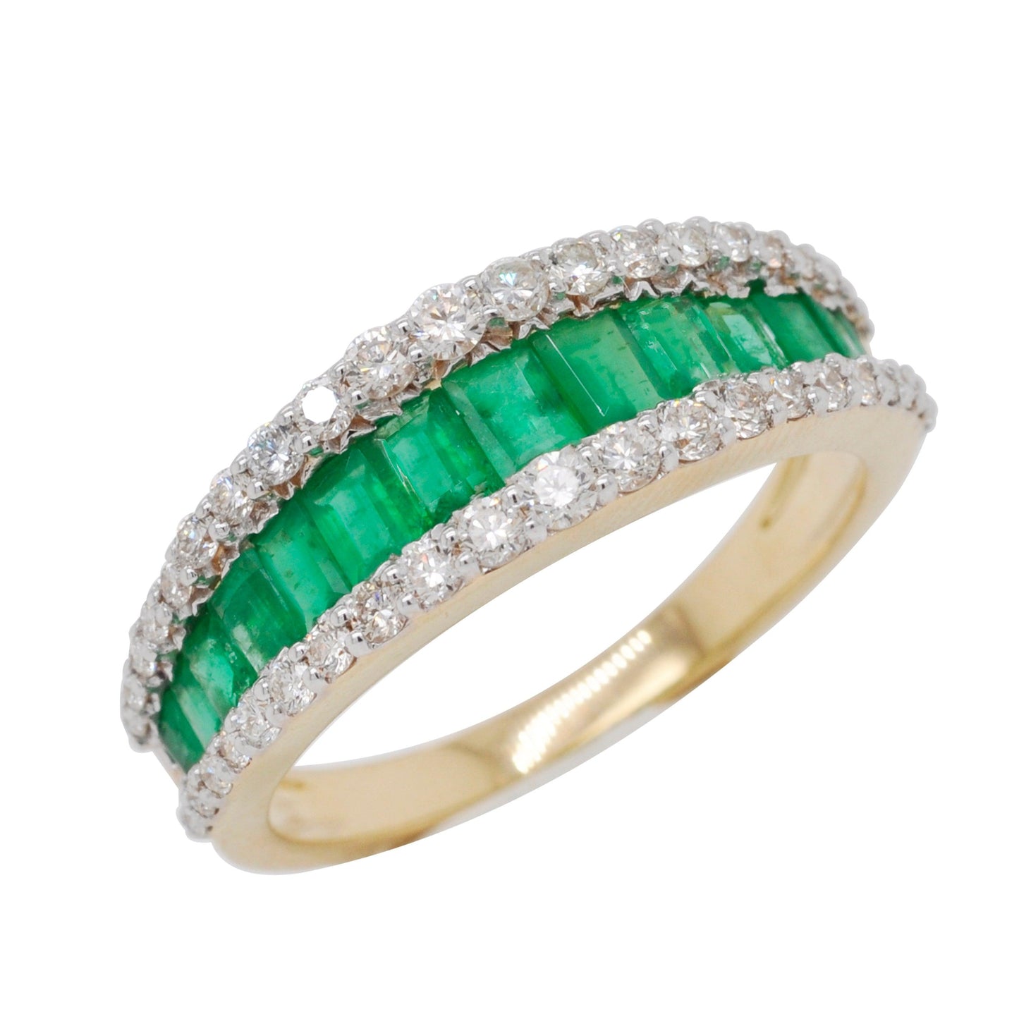18K Emerald Baguette Band Ring