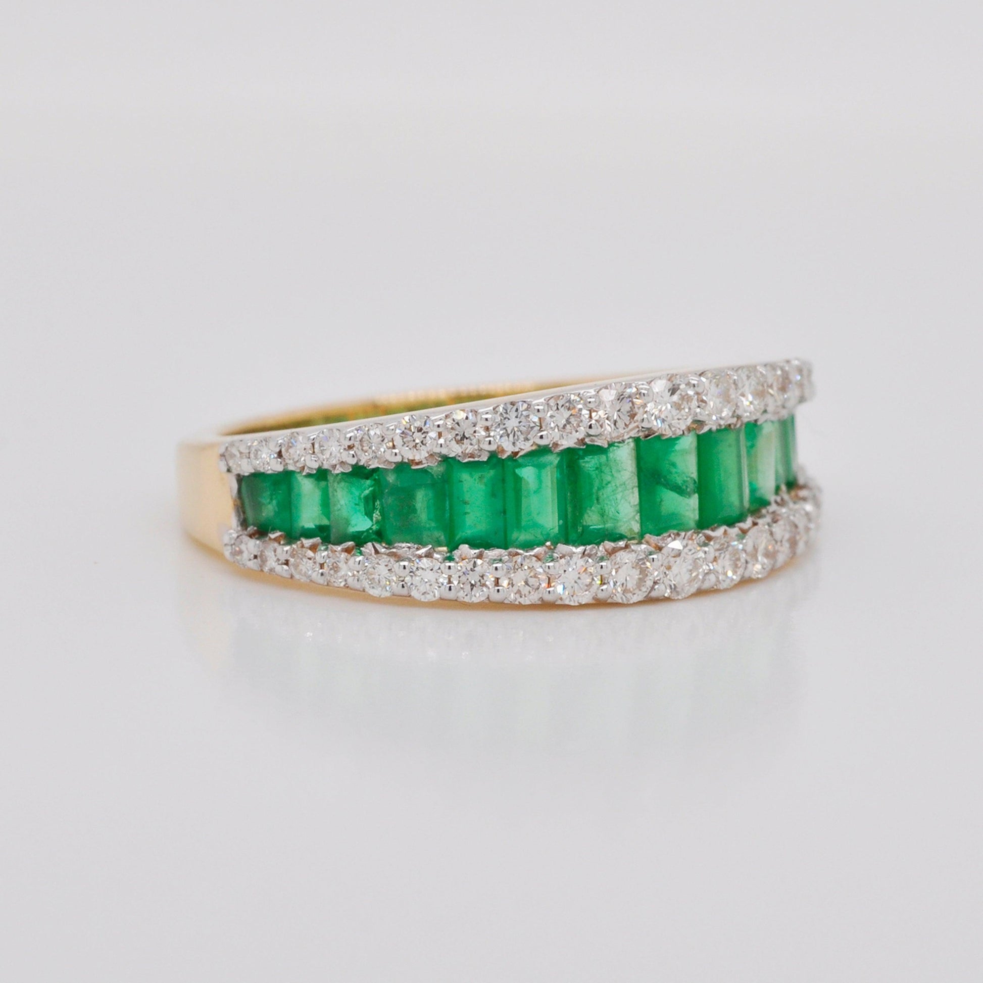 18K Emerald Baguette Band Ring