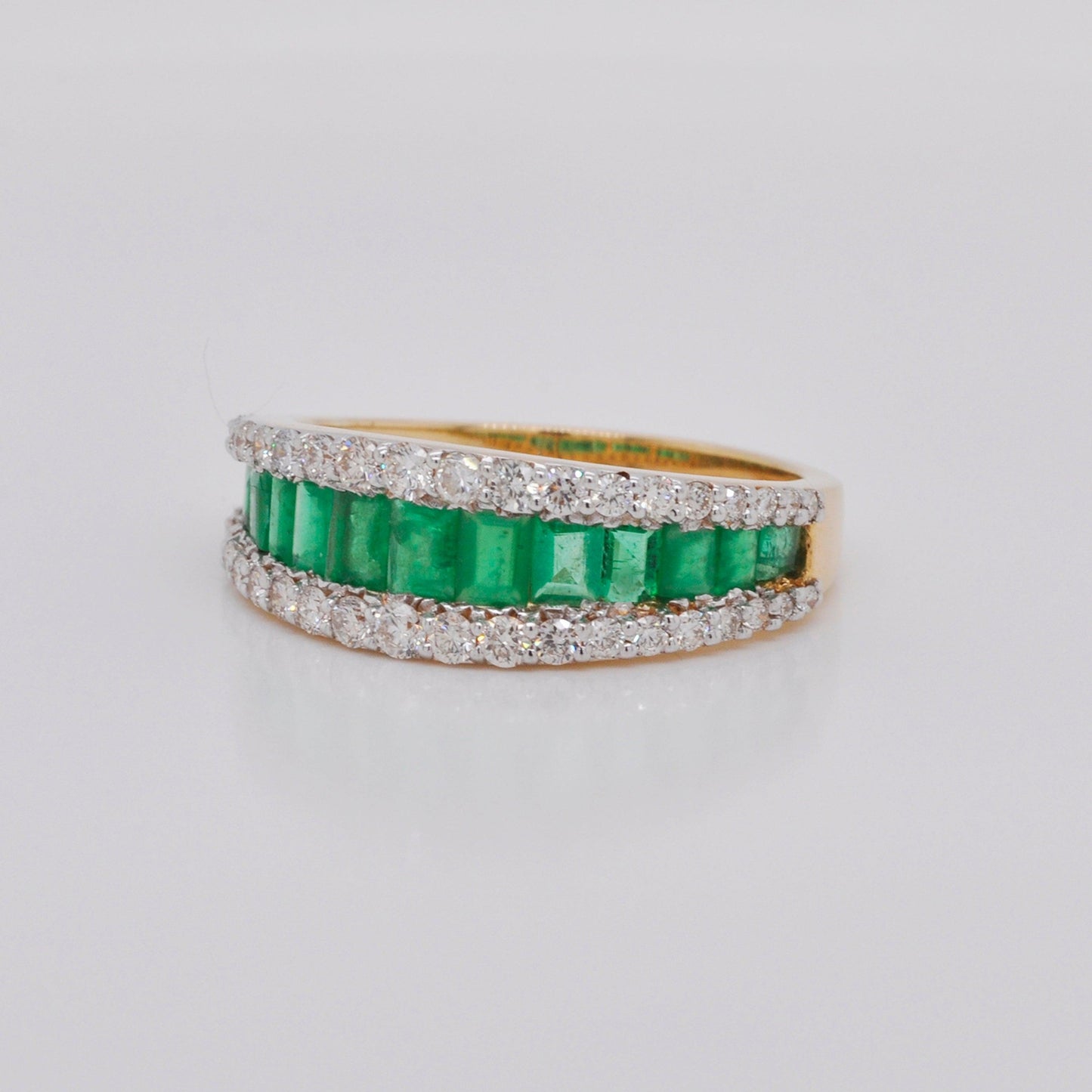 emerald engagement ring and band