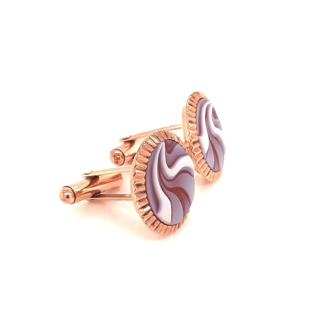 Modern Design Red Agate Carving Cufflinks - Vaibhav Dhadda Jewellery