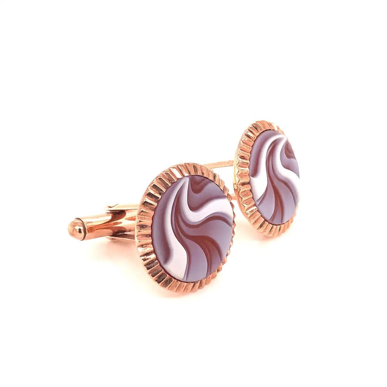 Modern Design Red Agate Carving Cufflinks - Vaibhav Dhadda Jewellery