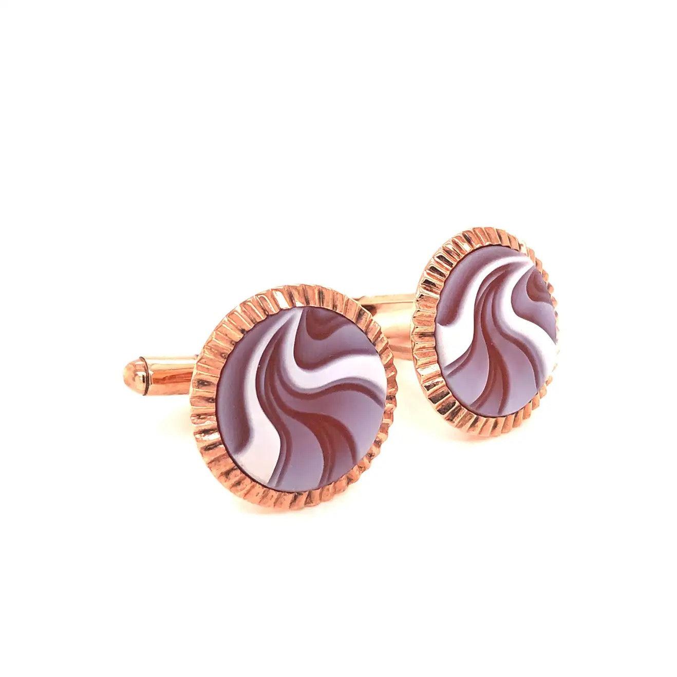 Modern Design Red Agate Carving Cufflinks - Vaibhav Dhadda Jewellery