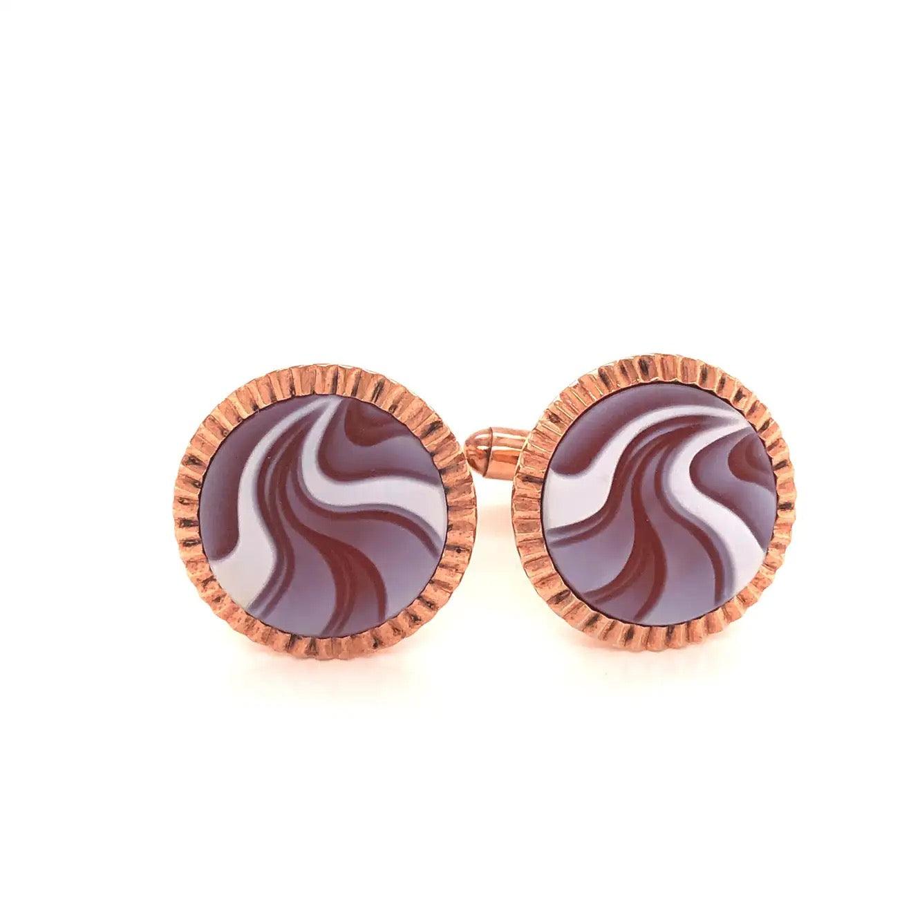 Modern Design Red Agate Carving Cufflinks - Vaibhav Dhadda Jewellery