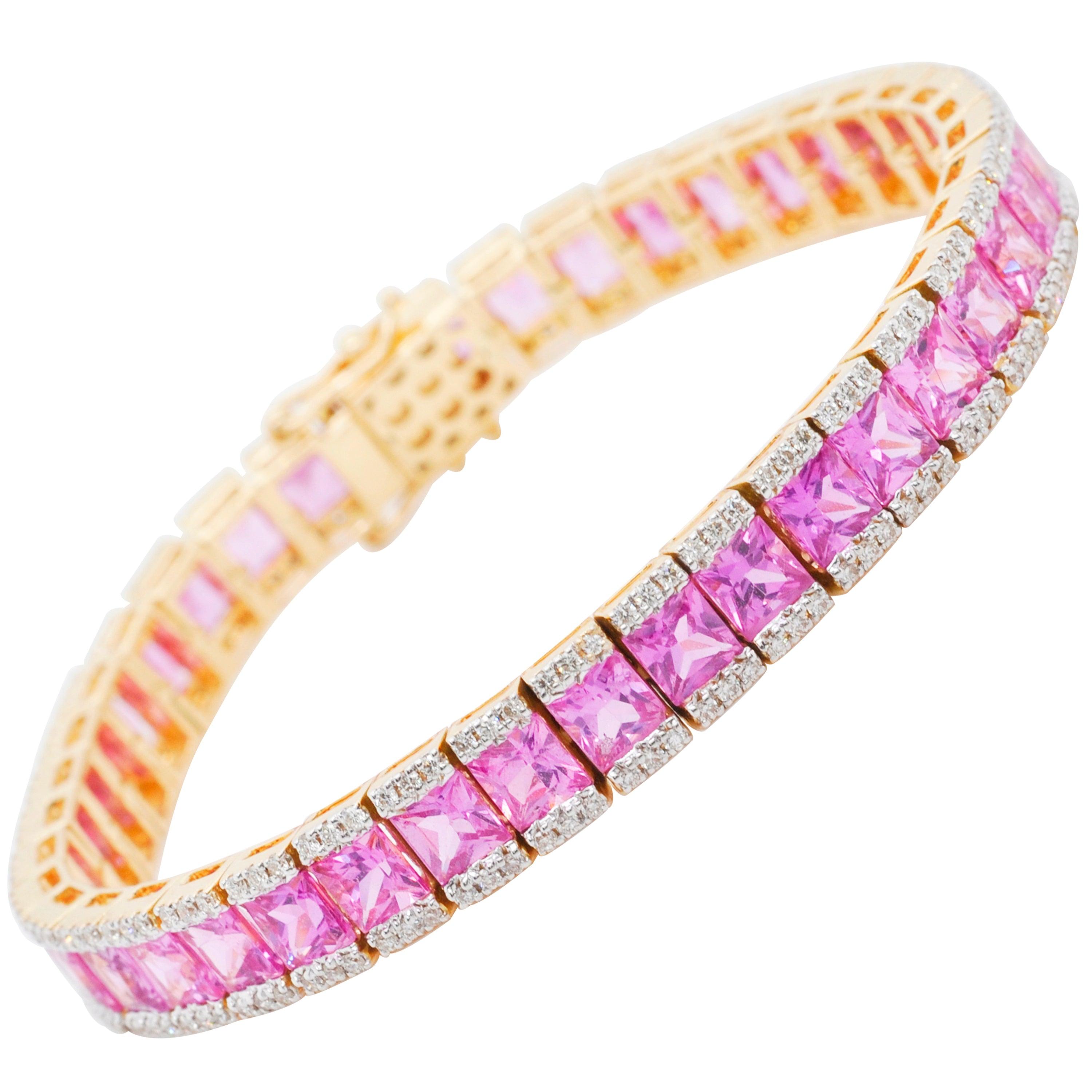 Pink Sapphire Flush Set Scatter Bangle Bracelet in Rose Gold | Borsheims
